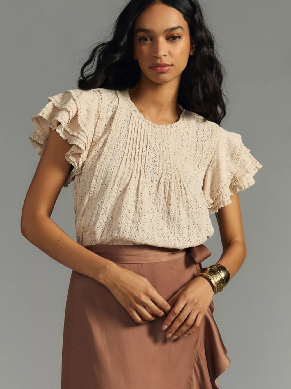 Anthropologie Pin Tuck Lace Blouse